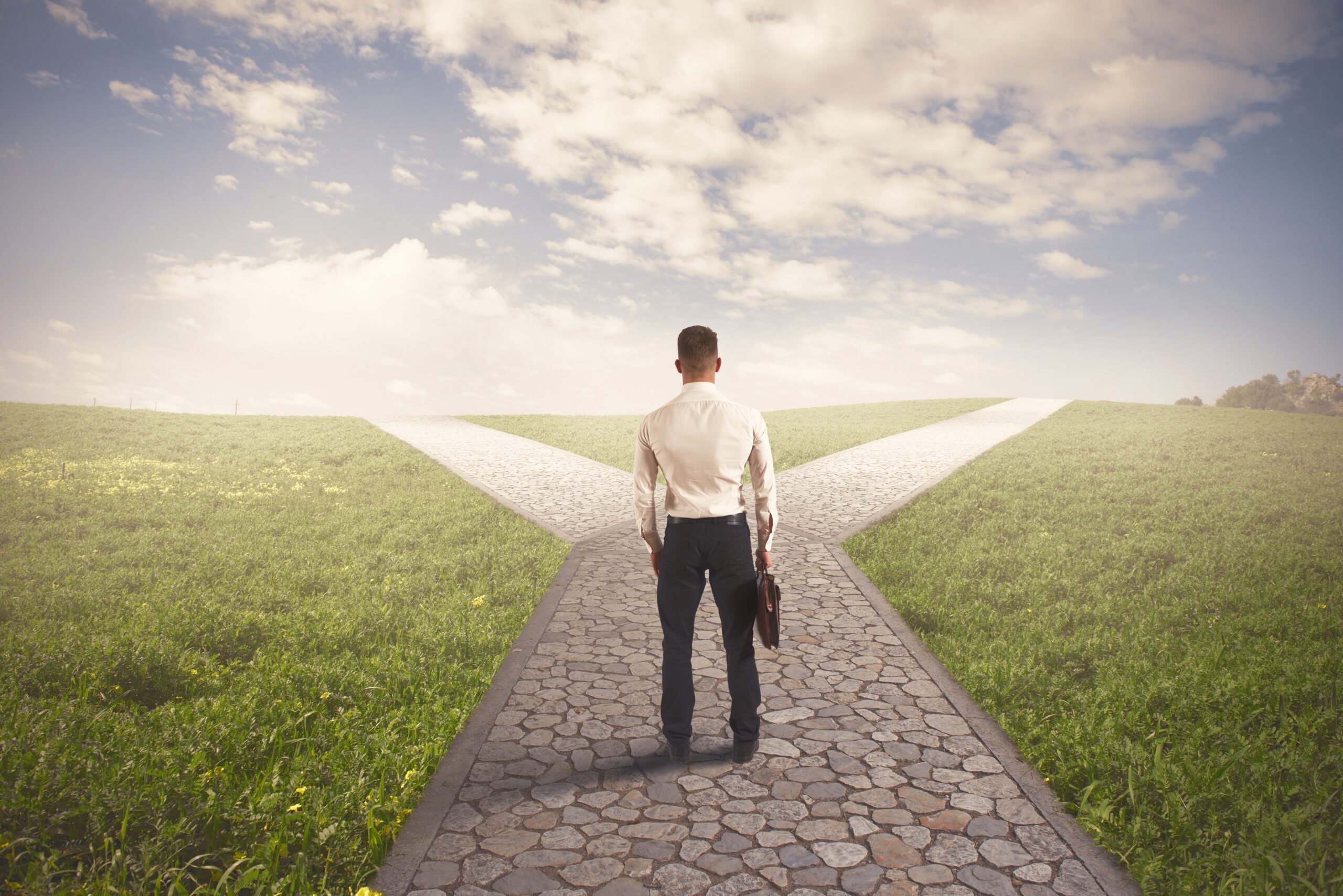 man choosing a career path