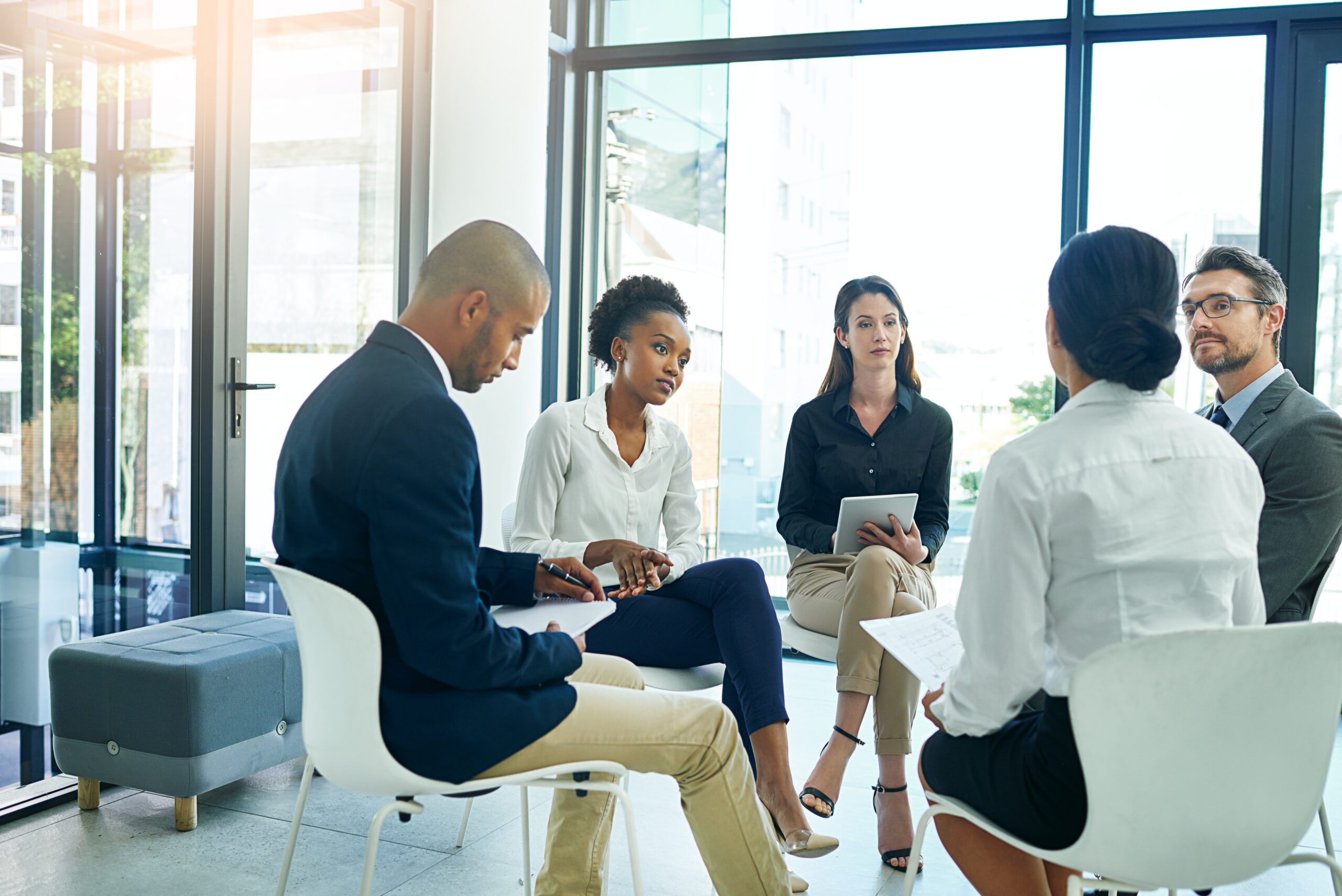 A business meeting in a direct marketing firm